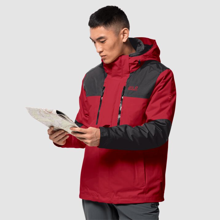 Chamarra Outdoor Jack Wolfskin Jasper 3in1 Hombre Rojos Mexico-1723415